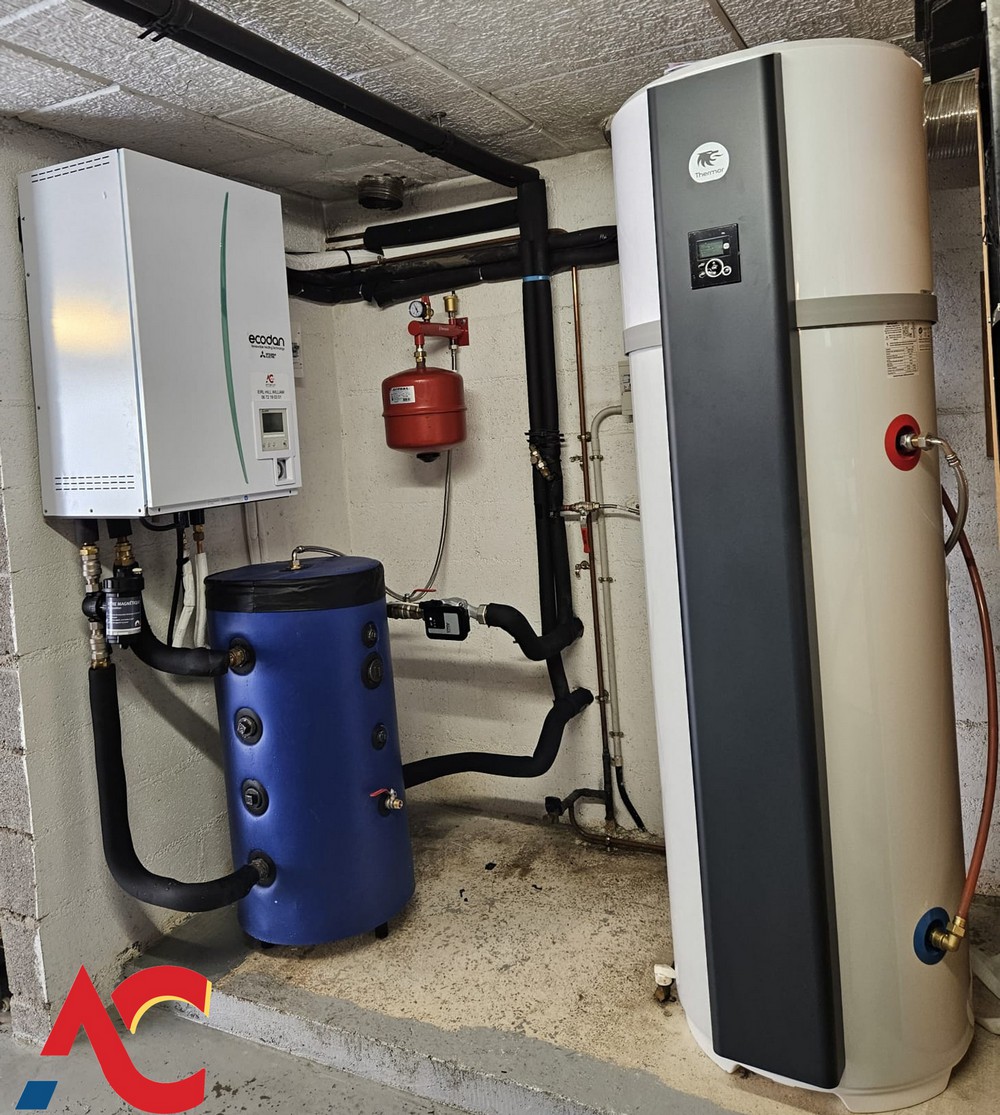 Pose d’une pompe à chaleur air/eau pour radiateurs à La-Ferté-sous-jouarre. Pose d’une pompe à chaleur air/eau pour radiateurs à La-Ferté-sous-jouarre.